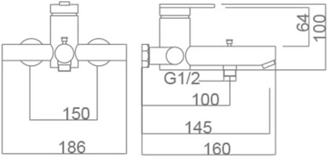 Roma matt black single-lever bath/shower kit