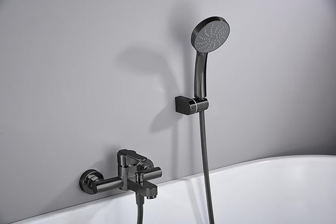Roma matt black single-lever bath/shower kit