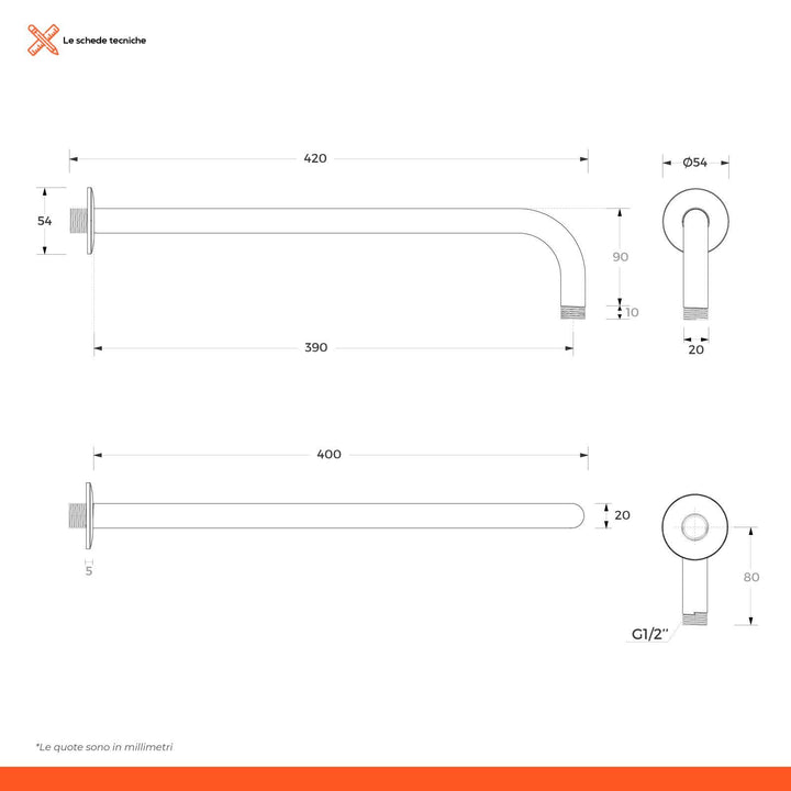 Shower set 25 cm round head and 40 cm arm - image 11