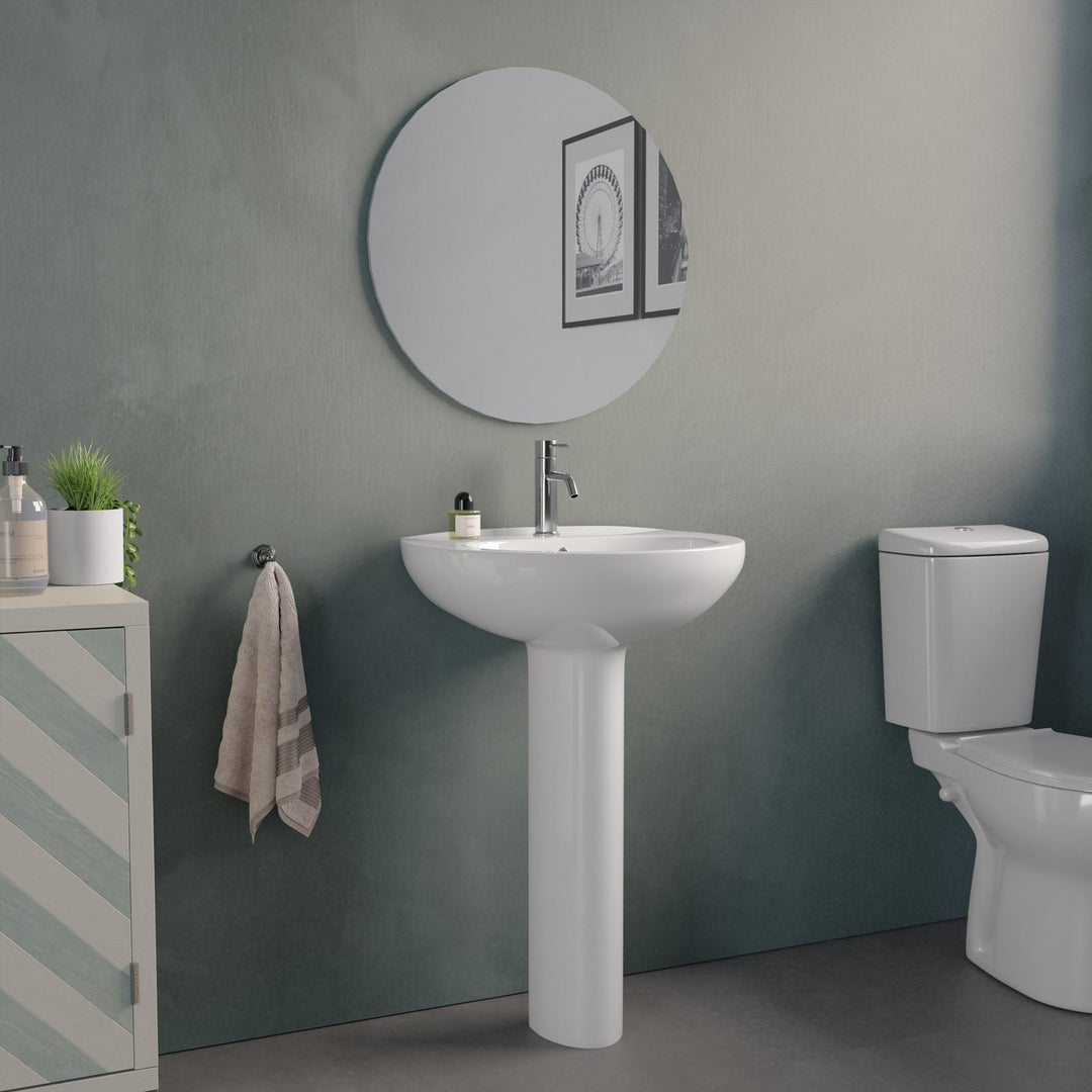 55 cm white ceramic pedestal washbasin - Casper