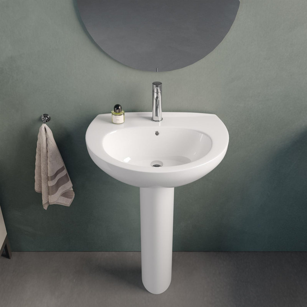 55 cm white ceramic pedestal washbasin - Casper
