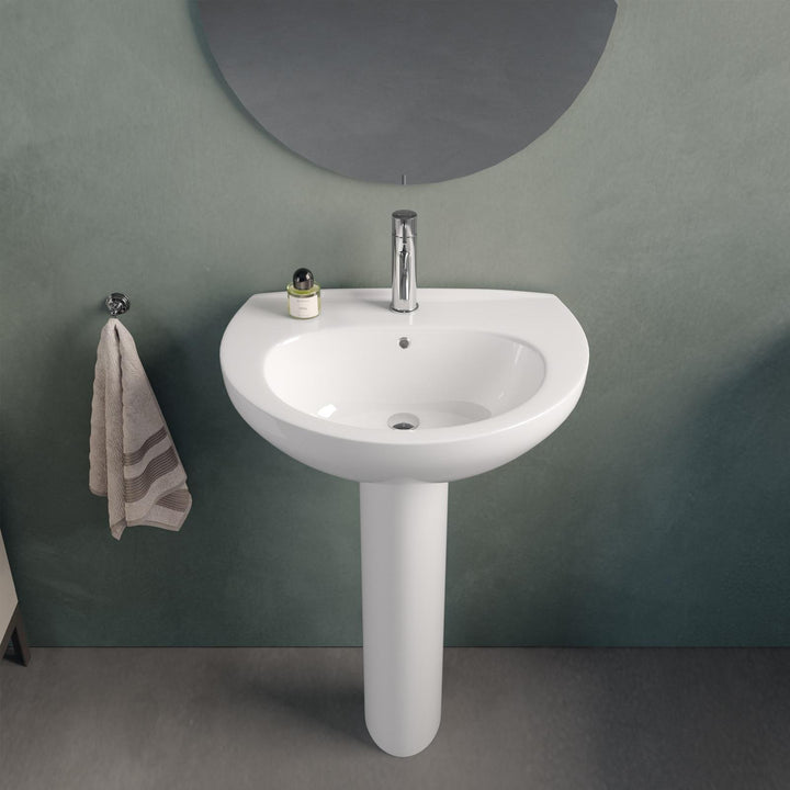 55 cm white ceramic pedestal washbasin - Casper