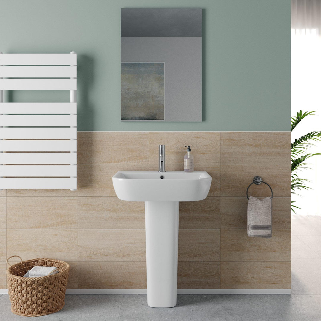 55 cm white ceramic pedestal washbasin - Concord