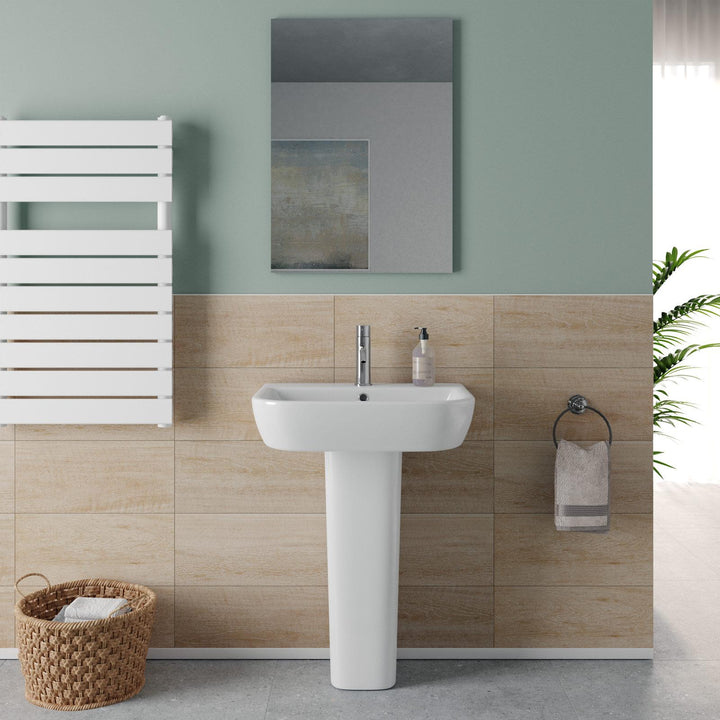 55 cm white ceramic pedestal washbasin - Concord