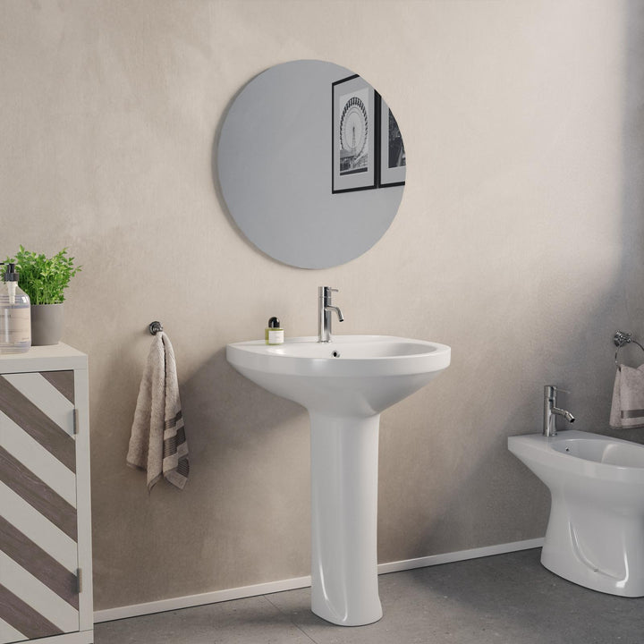 64 cm white ceramic pedestal washbasin - Malay