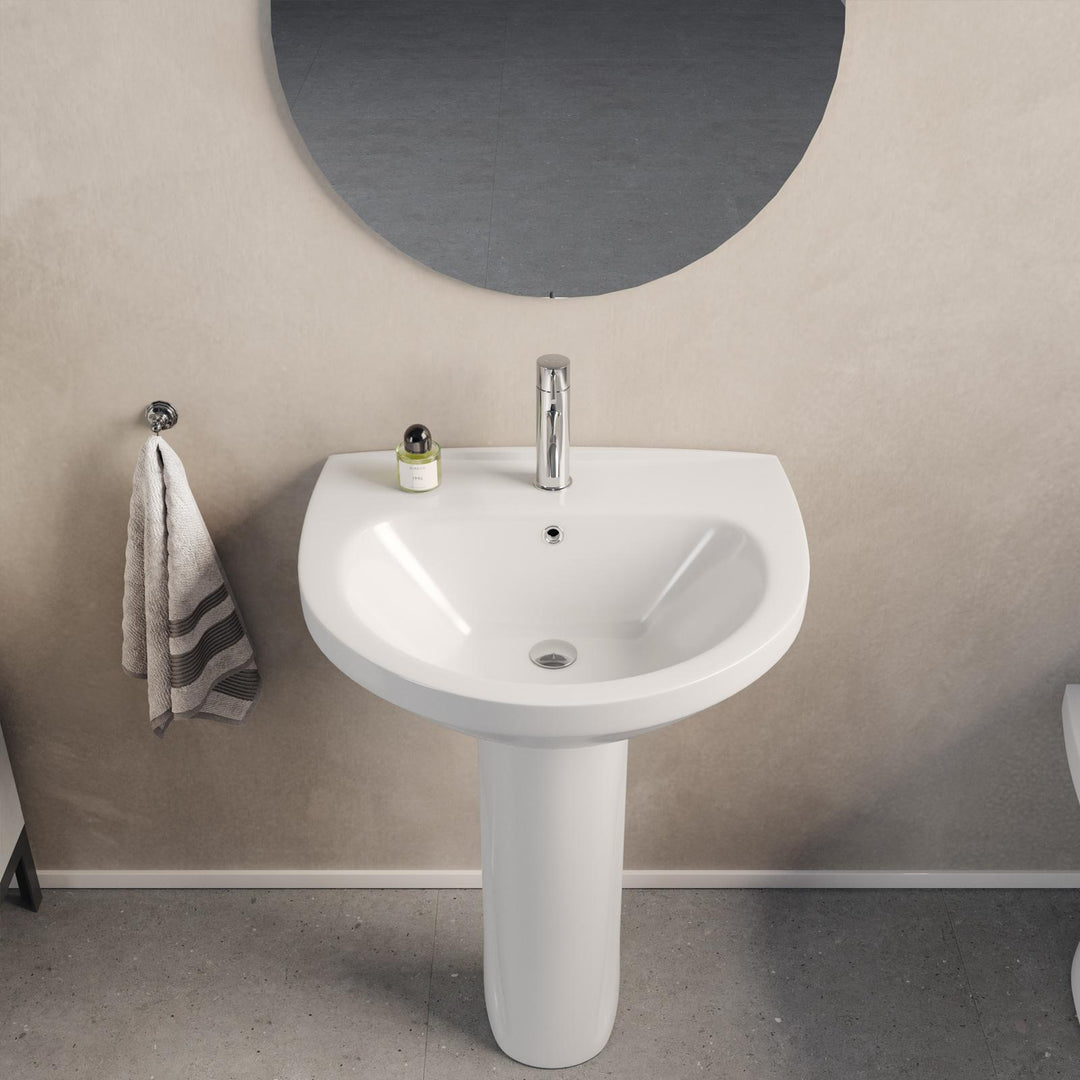64 cm white ceramic pedestal washbasin - Malay