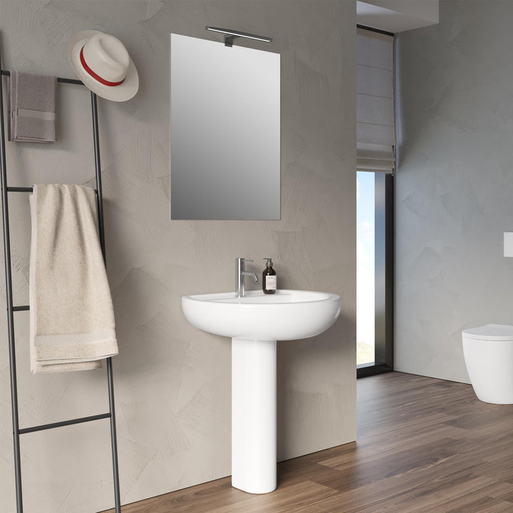 65cm White Ceramic Pedestal Washbasin - Perth