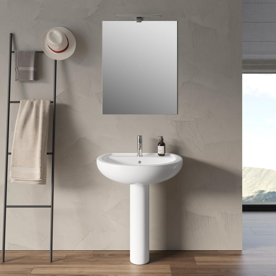 65cm White Ceramic Pedestal Washbasin - Perth