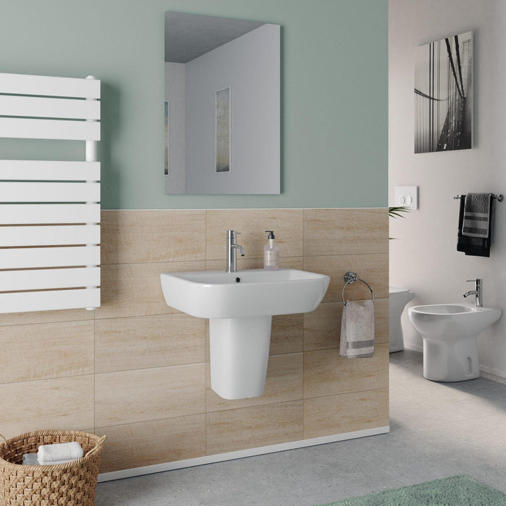 55 cm white ceramic semi-column washbasin - Concord