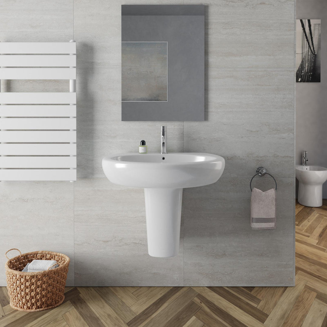 68 cm white ceramic semi-column washbasin - Clear