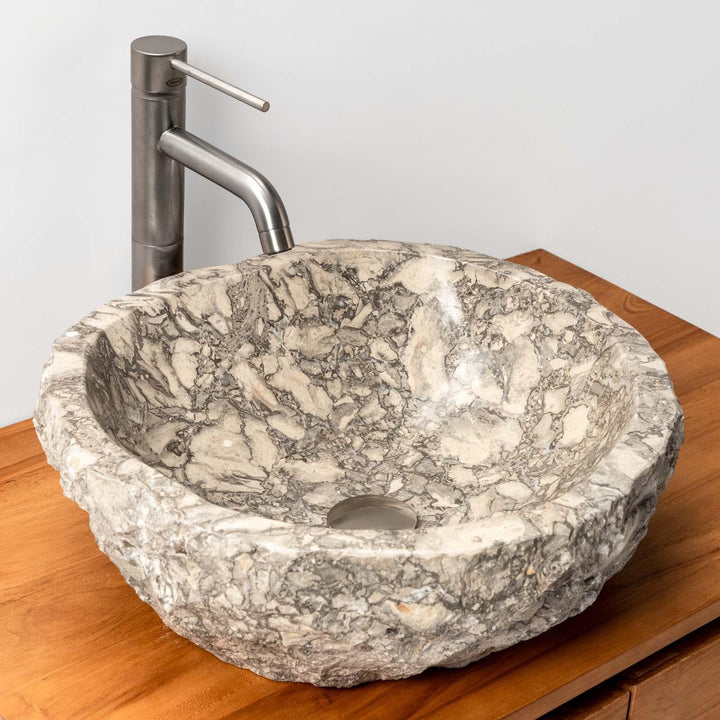Light Grey Hammered Marble Countertop Washbasin