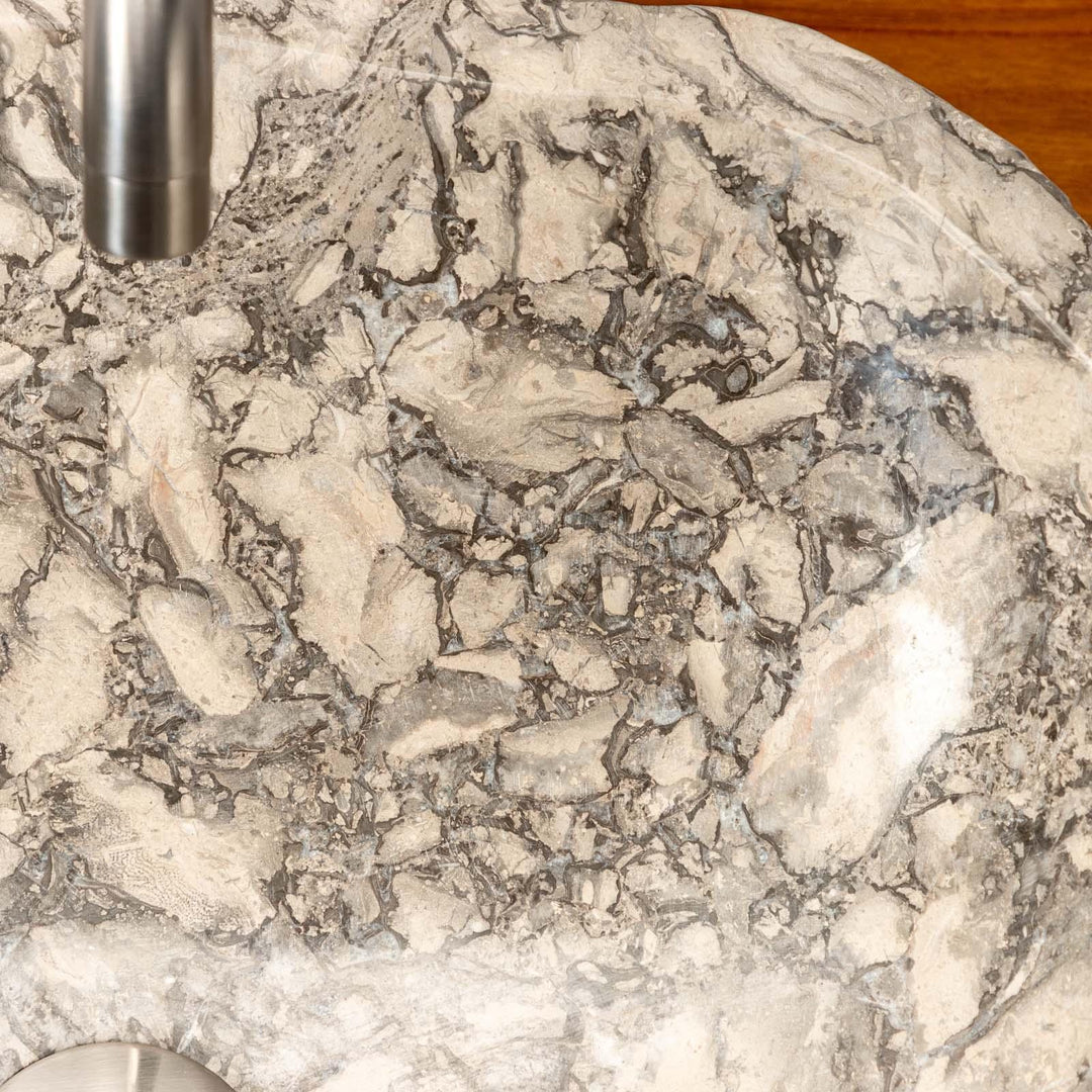 40-50 cm countertop washbasin in light grey hammered marble - Artizan