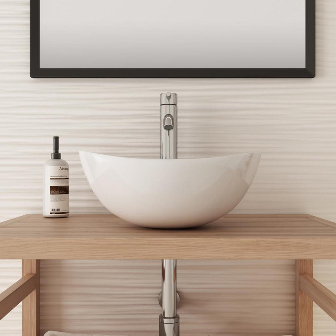 Glossy white ceramic countertop washbasin 40 x 33 cm for large shelves