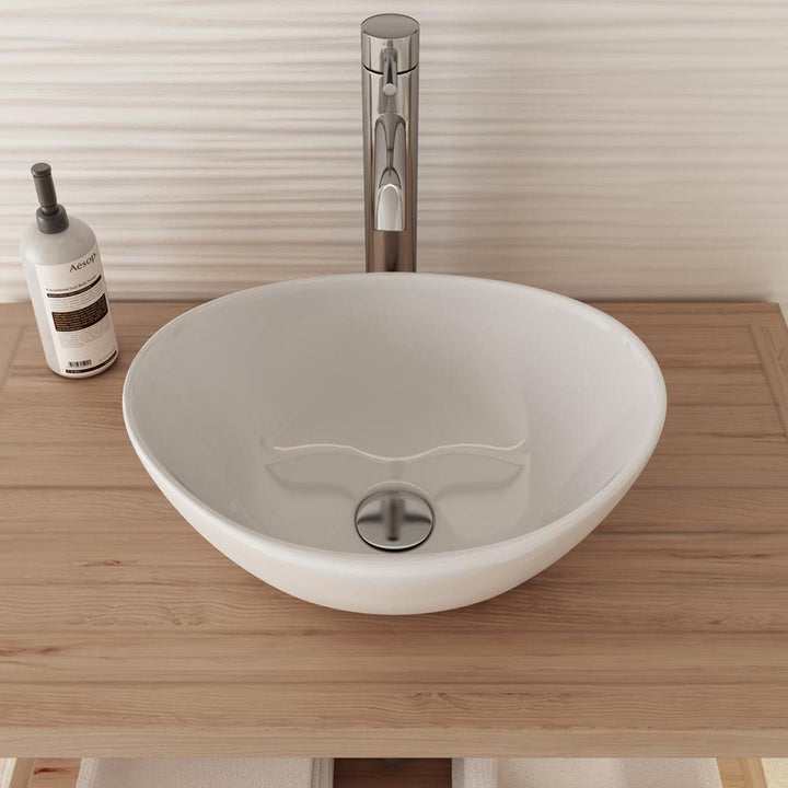Glossy white ceramic countertop washbasin 40 x 33 cm for large shelves