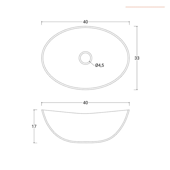 Glossy white ceramic countertop washbasin 40 x 33 cm for large shelves