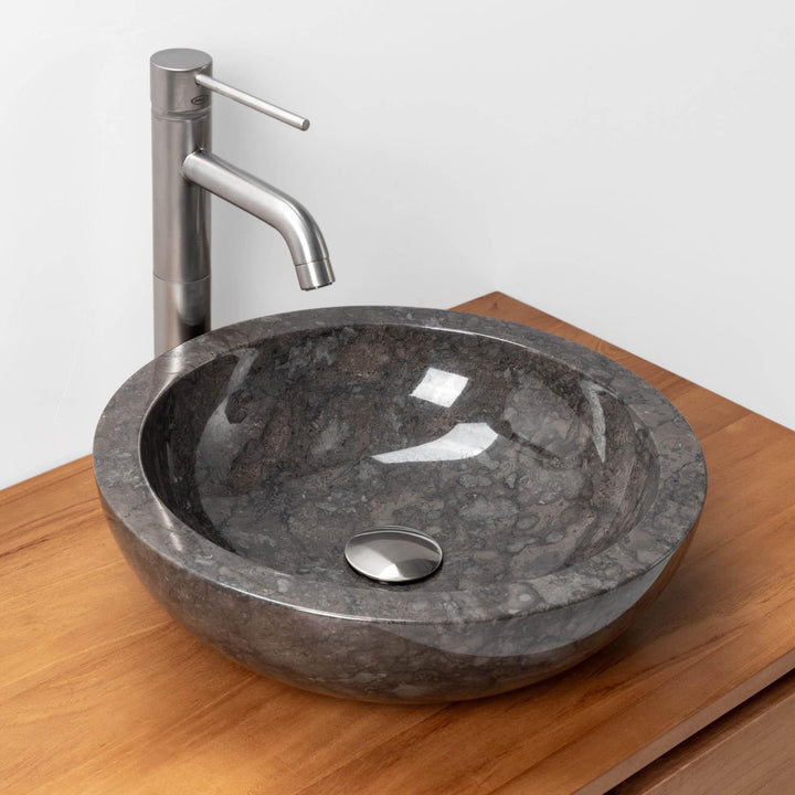 40cm Countertop Washbasin in Black Semi-gloss Marble - Artizan