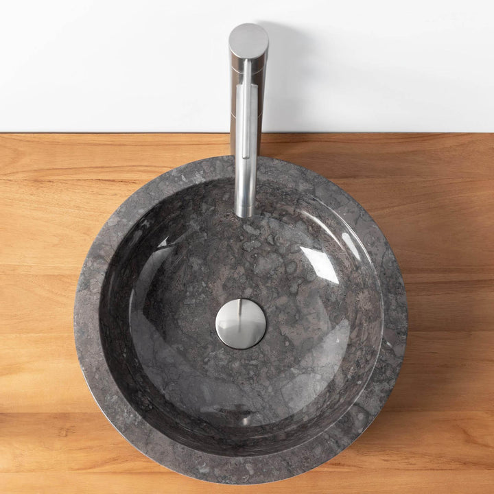 40cm Countertop Washbasin in Black Semi-gloss Marble - Artizan