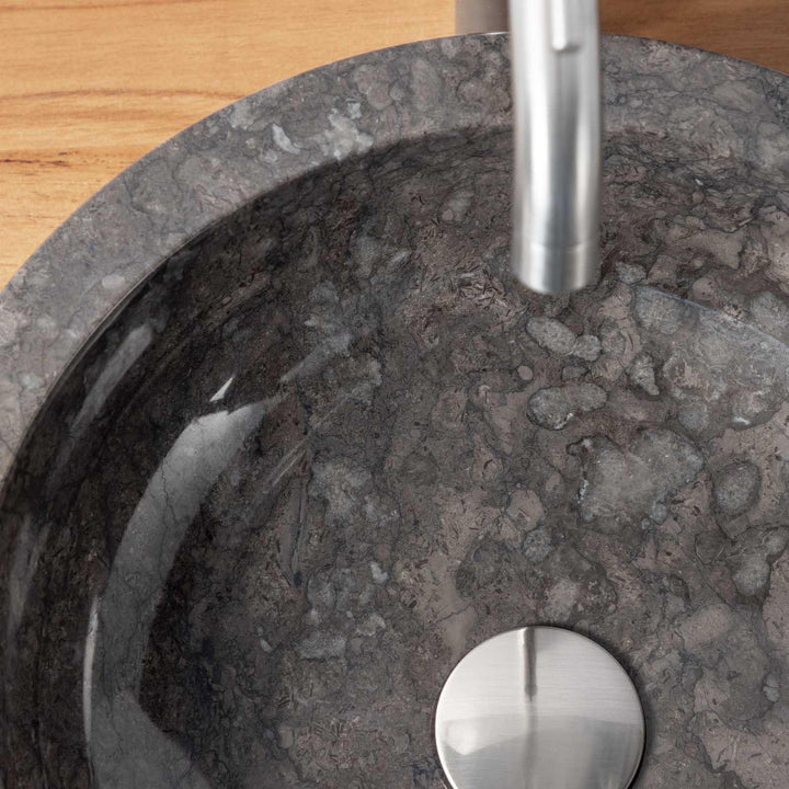 40cm Countertop Washbasin in Black Semi-gloss Marble - Artizan