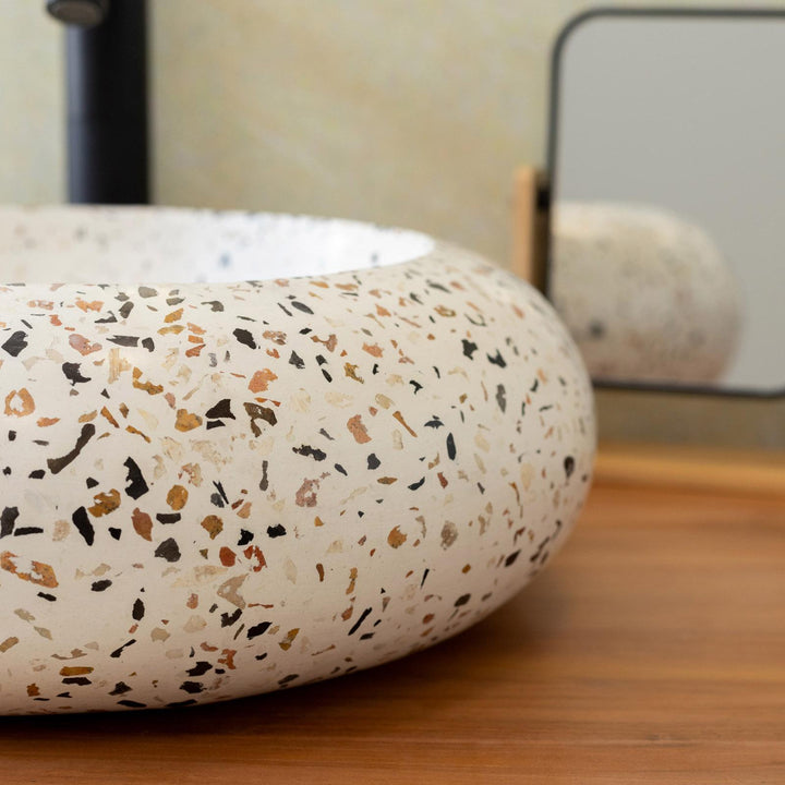 Countertop washbasin 39 x 13h cm white in beaten terra cotta dalmatia - Marks