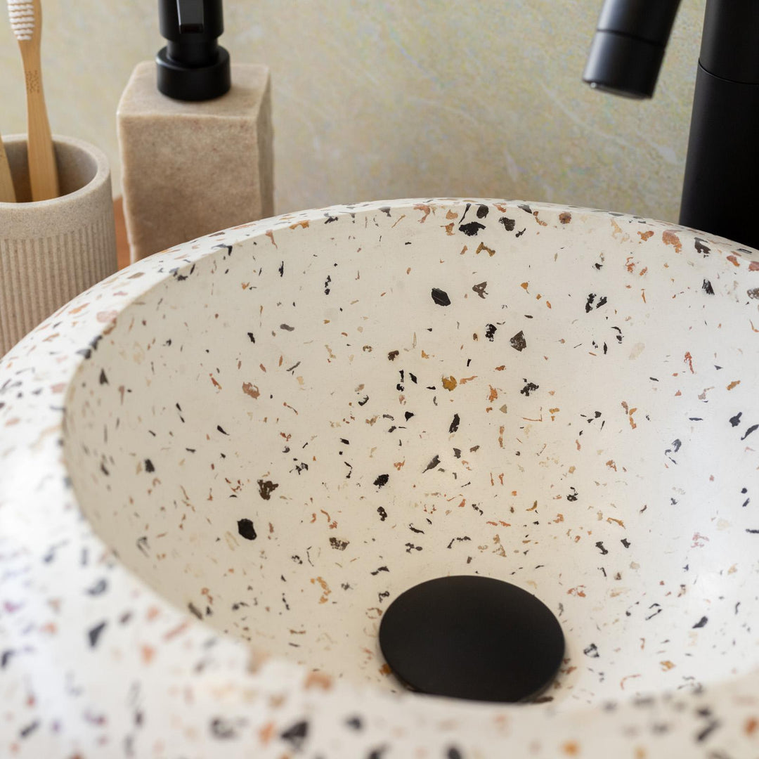 Countertop washbasin 39 x 13h cm white in beaten terra cotta dalmatia - Marks