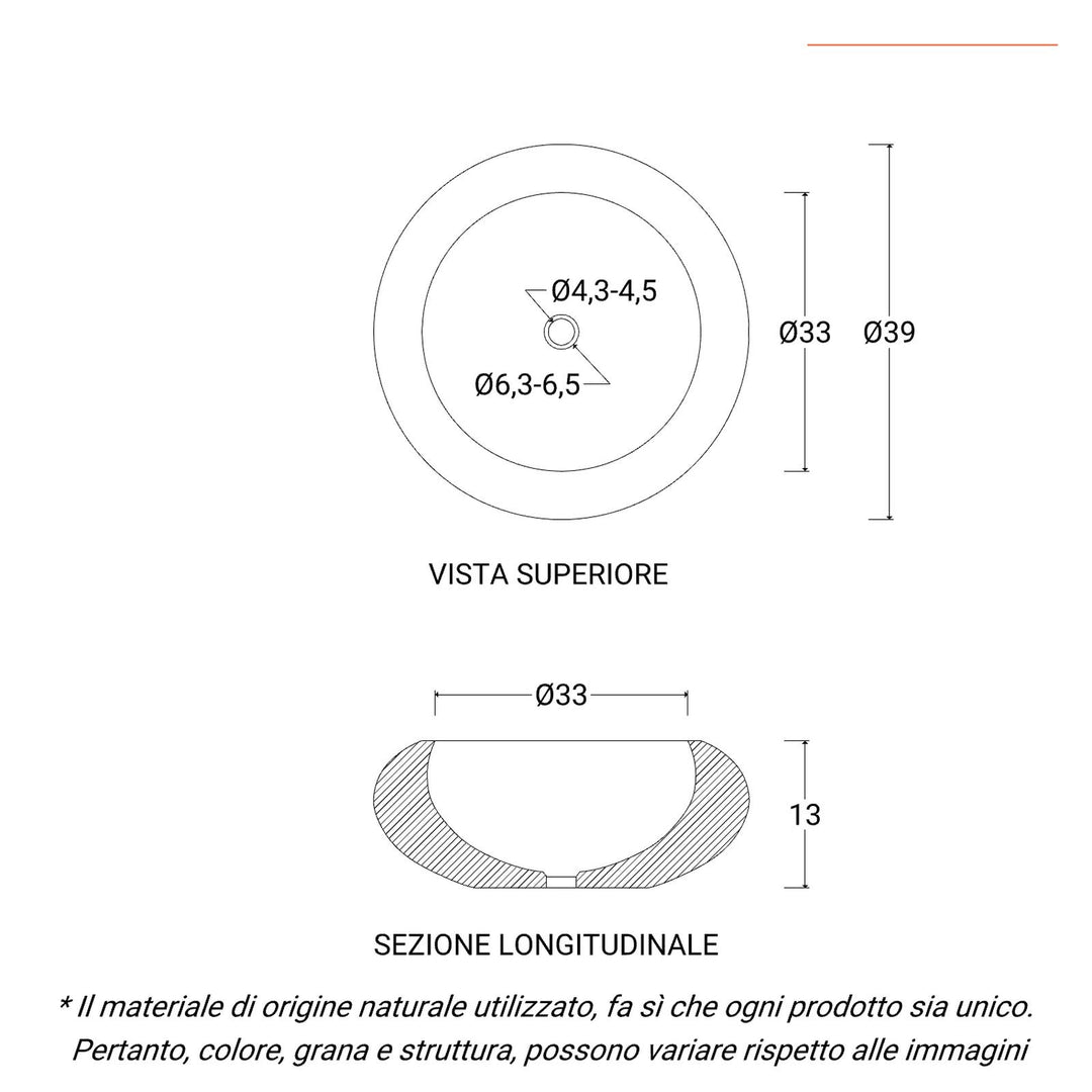 Countertop washbasin 39 x 13h cm white in beaten terra cotta dalmatia - Marks