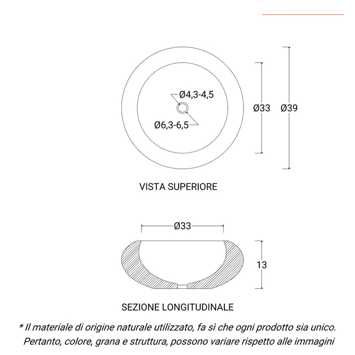 Countertop washbasin 39 x 13h cm white in beaten terra cotta dalmatia - Marks