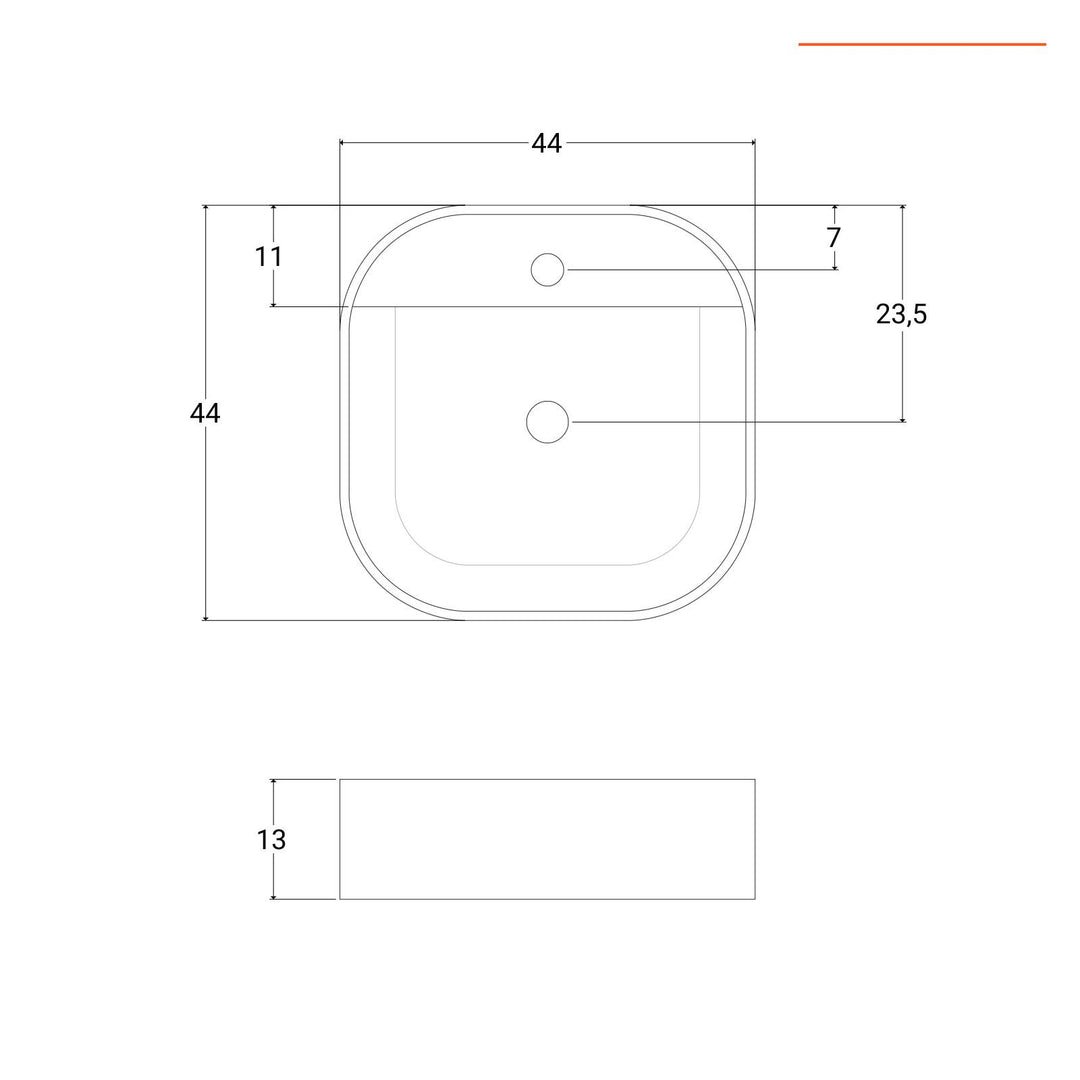 Countertop washbasin 44x44 cm white white ceramic basin