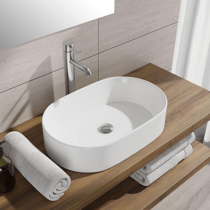 Cloe countertop basin washbasin 55x34 cm glossy white