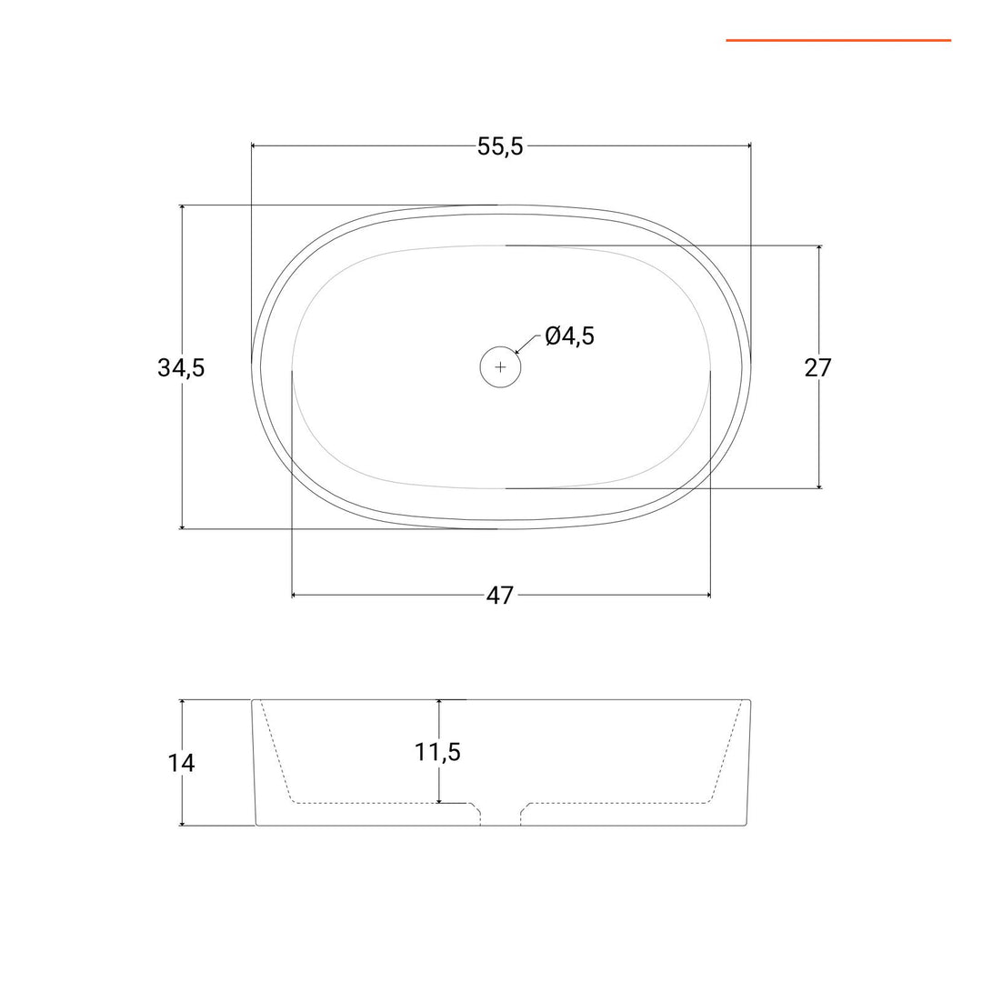 Countertop basin washbasin 55x34 cm glossy white - Cloe