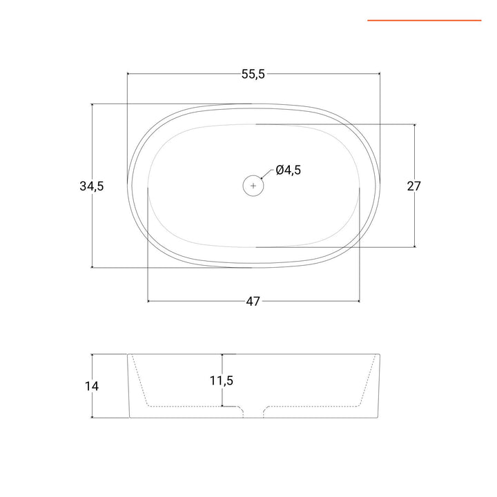 Countertop basin washbasin 55x34 cm glossy white - Cloe