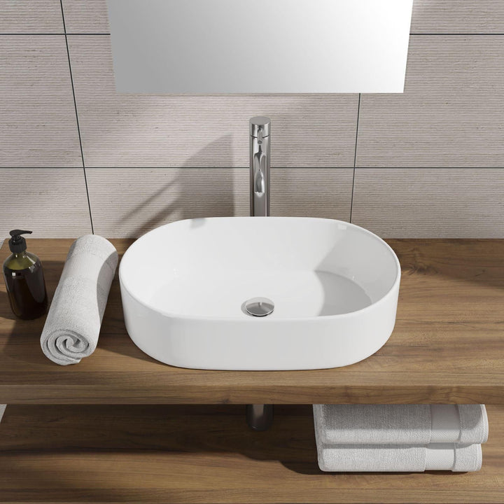 Countertop basin washbasin 55x34 cm glossy white - Cloe