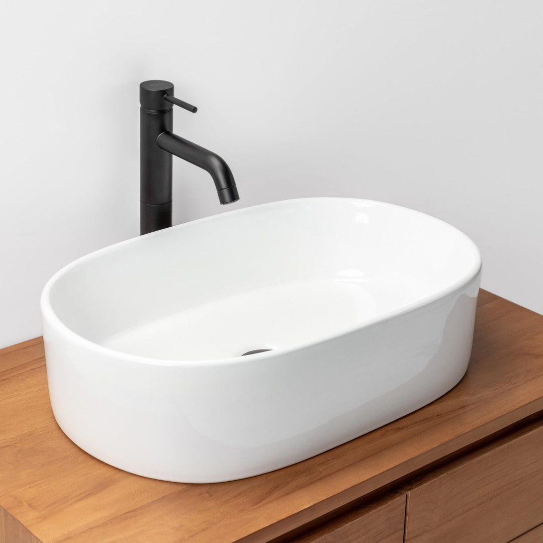 Countertop basin washbasin 55x34 cm glossy white - Cloe