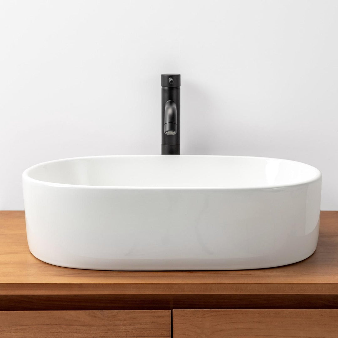 Countertop basin washbasin 55x34 cm glossy white - Cloe