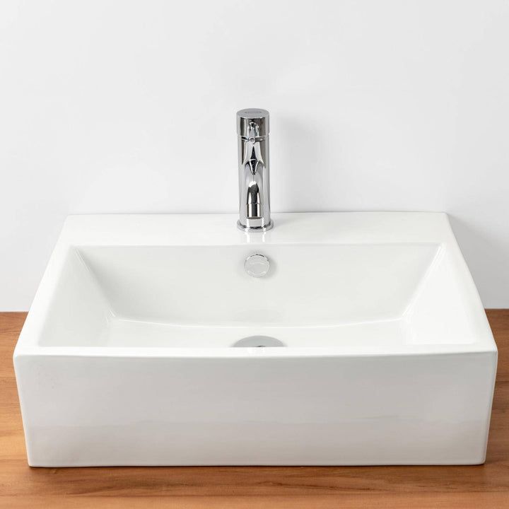 Rectangular ceramic washbasin 53 x 41 cm white countertop - Cloe