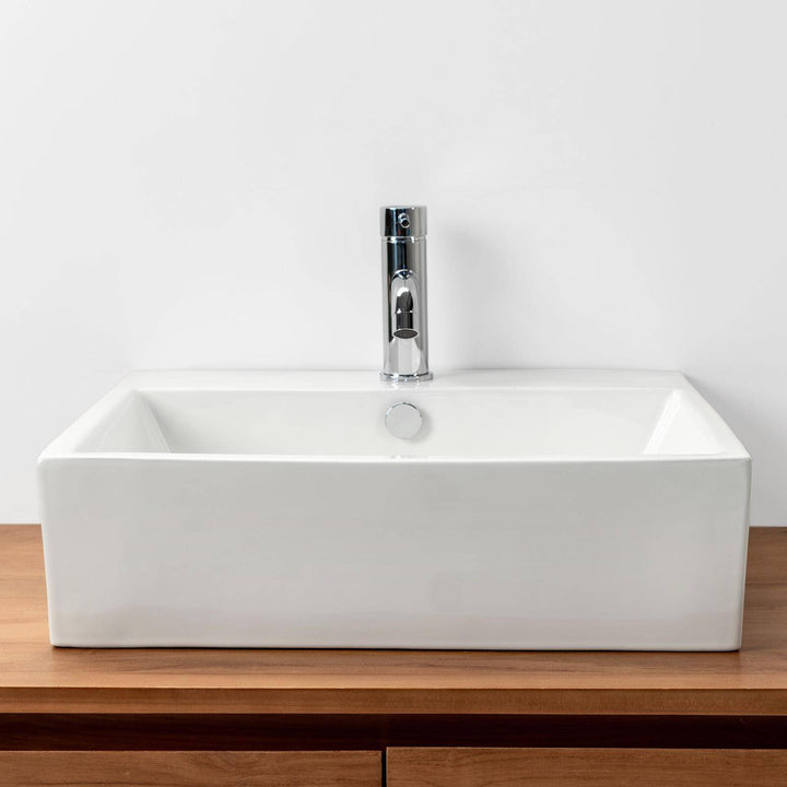Rectangular ceramic washbasin 53 x 41 cm white countertop - Cloe