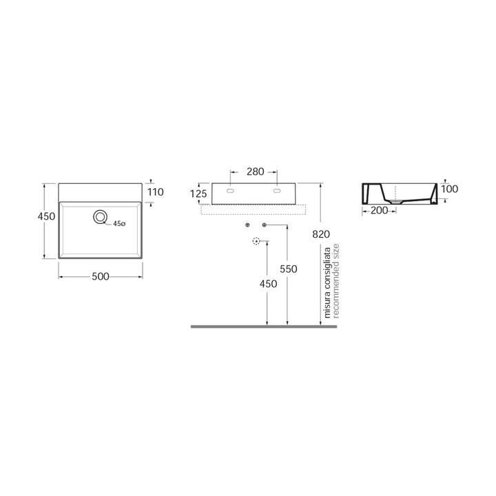 Elegance Squared basin detail view