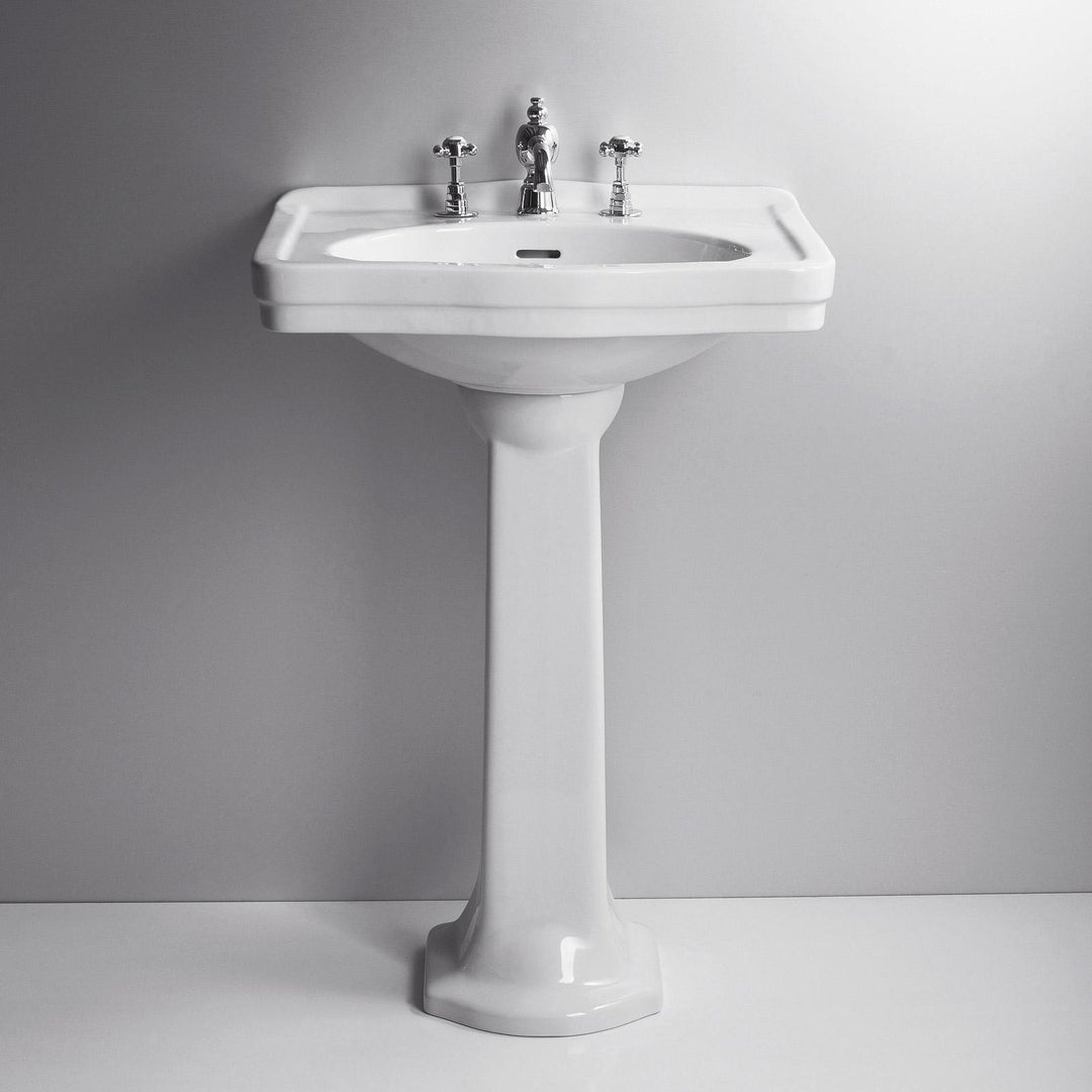 Single hole washbasin 58 cm with white ceramic column - Londra by Simas