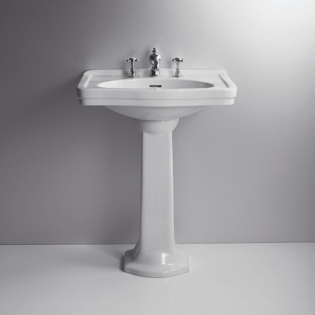 Single hole washbasin 58 cm with white ceramic column - Londra by Simas