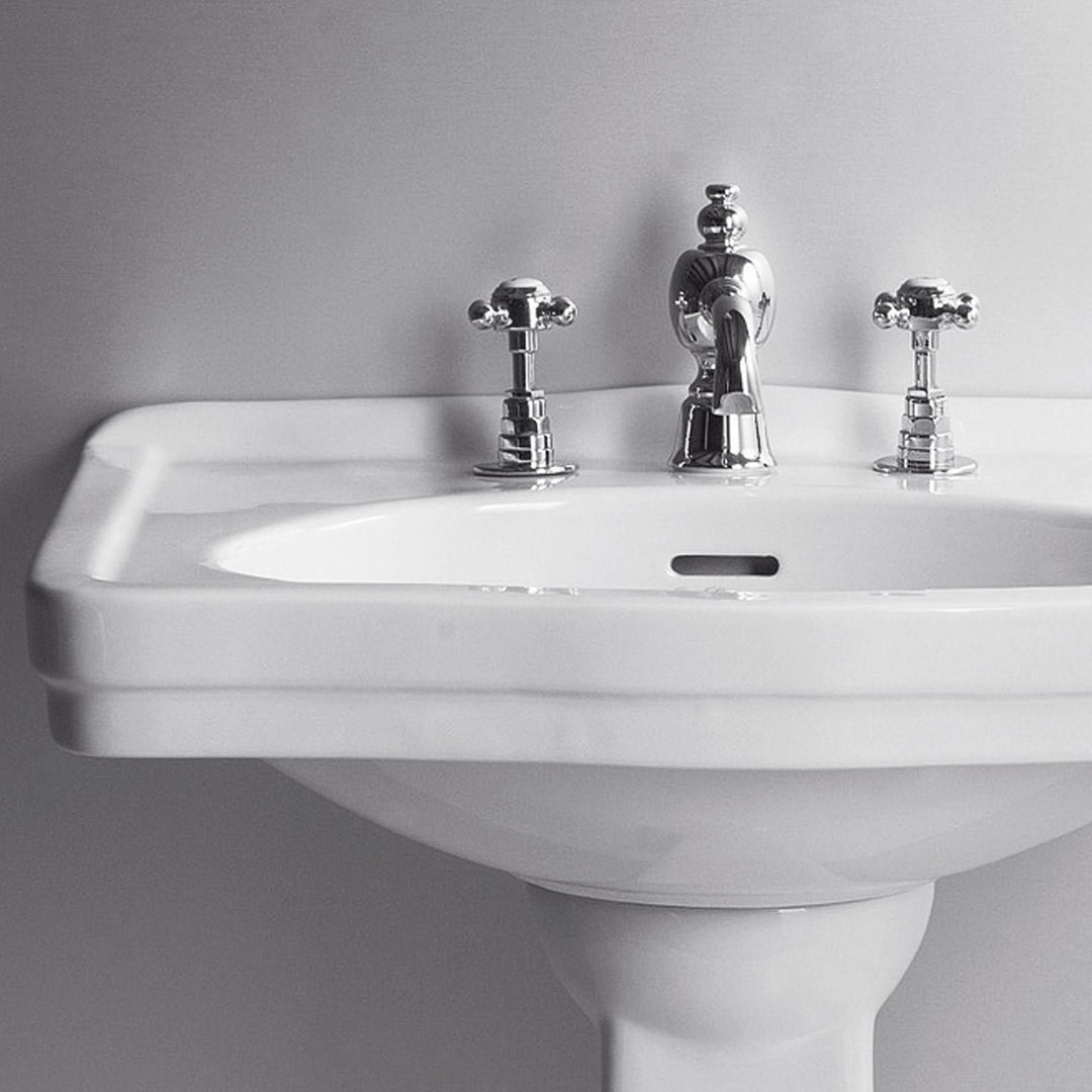 Single hole washbasin 58 cm with white ceramic column - Londra by Simas