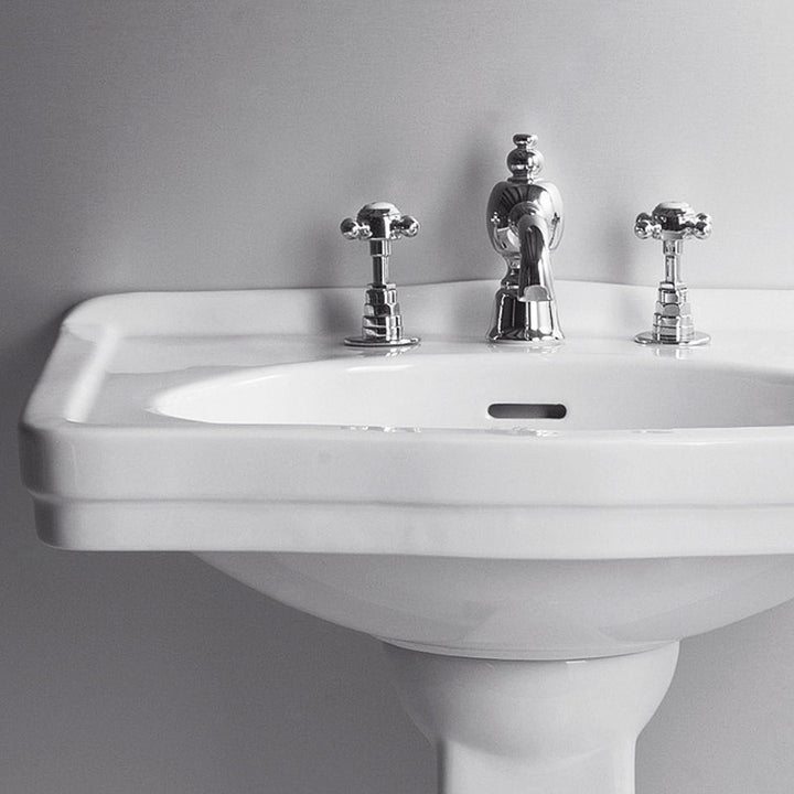 Single hole washbasin 58 cm with white ceramic column - Londra by Simas