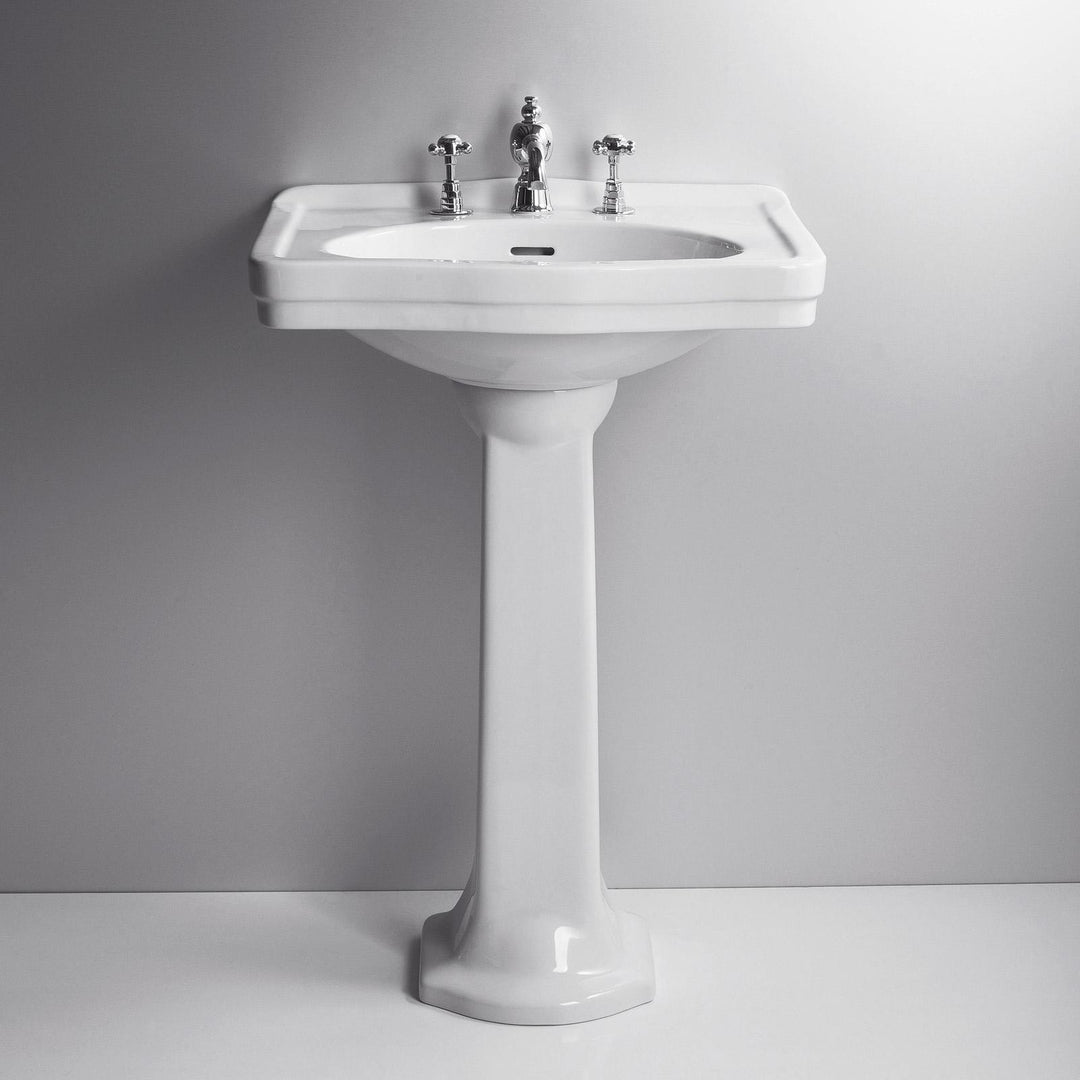 Single hole washbasin 68 cm with white ceramic column - Londra by Simas