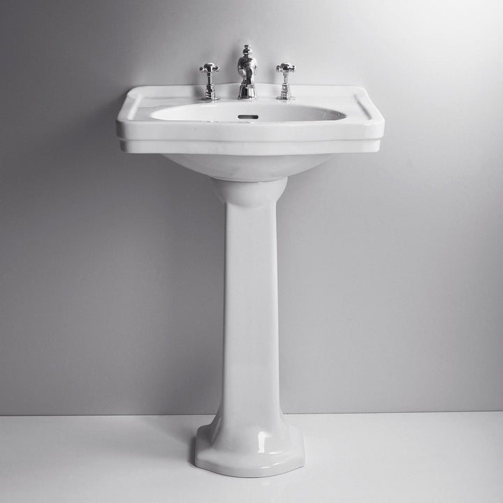 Single hole washbasin 68 cm with white ceramic column - Londra by Simas