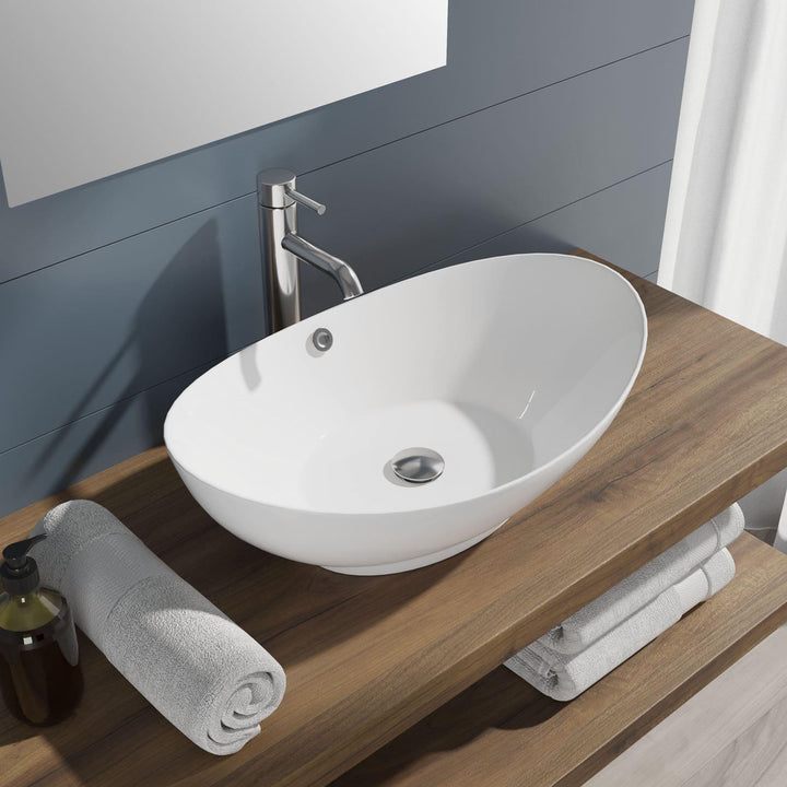 Cloe oval basin sink 60x37 cm glossy white ceramic