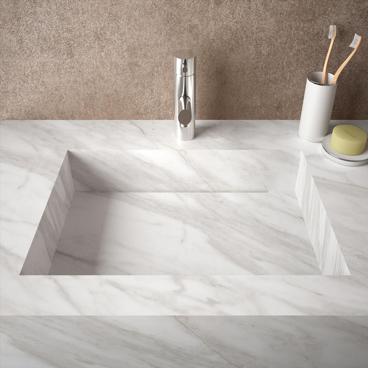 Wall-hung washbasin with HPL top