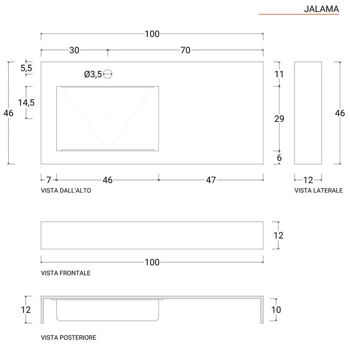 Wall-hung washbasin with HPL top