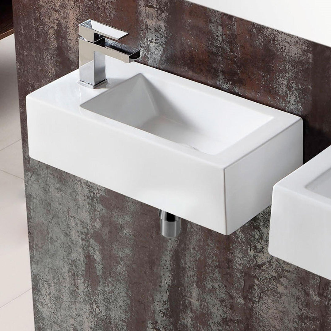Rectangular wall-hung basin front view