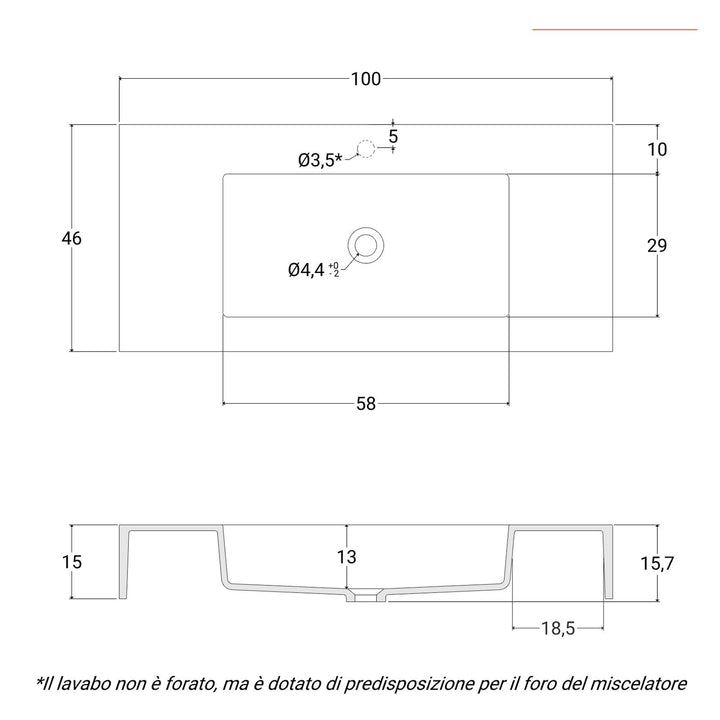 Washbasin 100X46 cm matt white - Agua