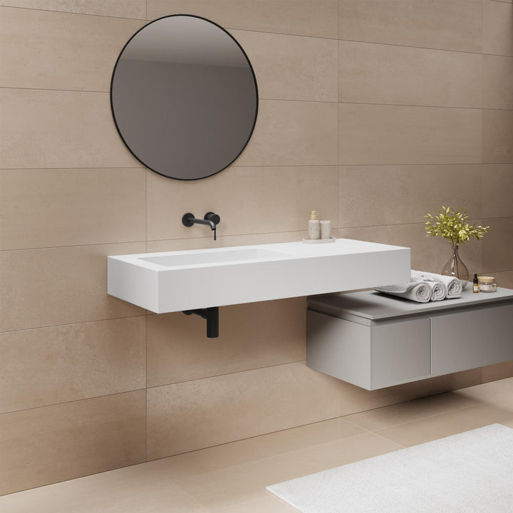 Washbasin 120X46 cm with left basin matt white - Agua