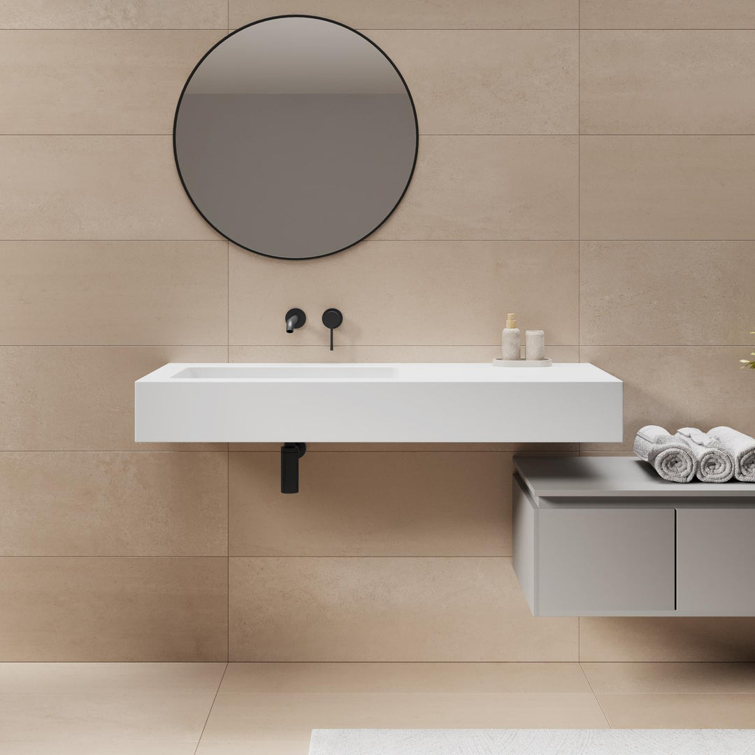 Washbasin 120X46 cm with left basin matt white - Agua