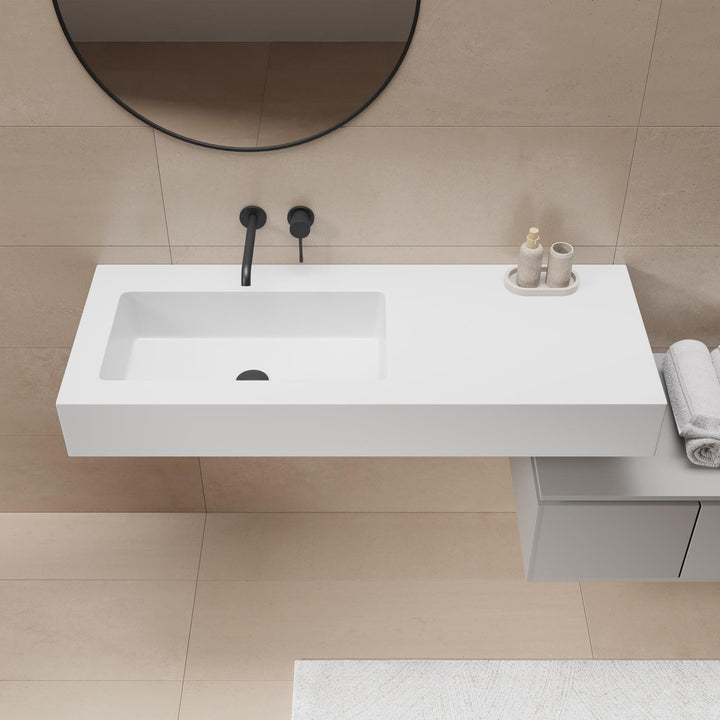 Washbasin 120X46 cm with left basin matt white - Agua
